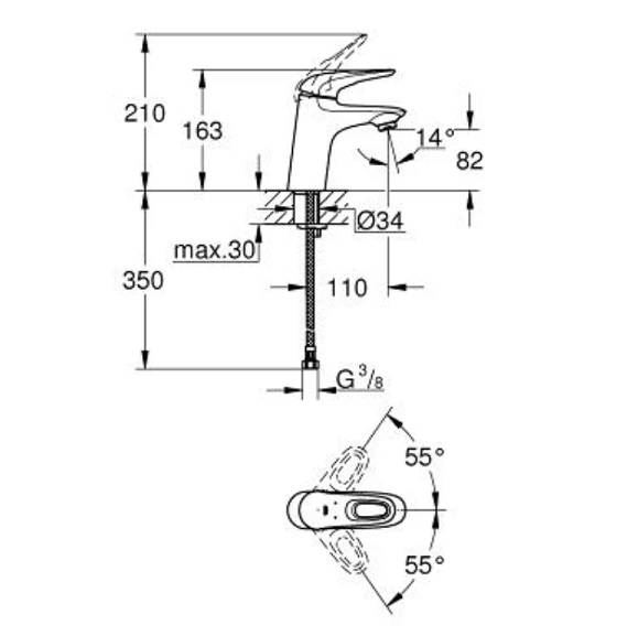 Смеситель для раковины Grohe Eurostyle New 32468003 хром