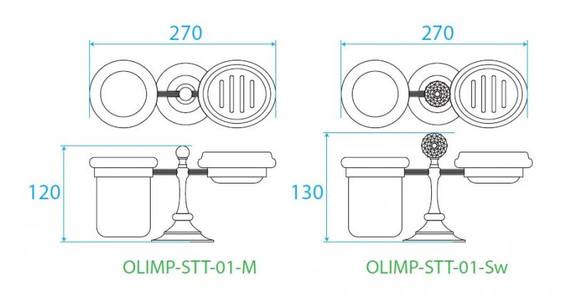 Стакан Cezares OLIMP-STT-03/24-M с мыльницей, Золото 24 карат