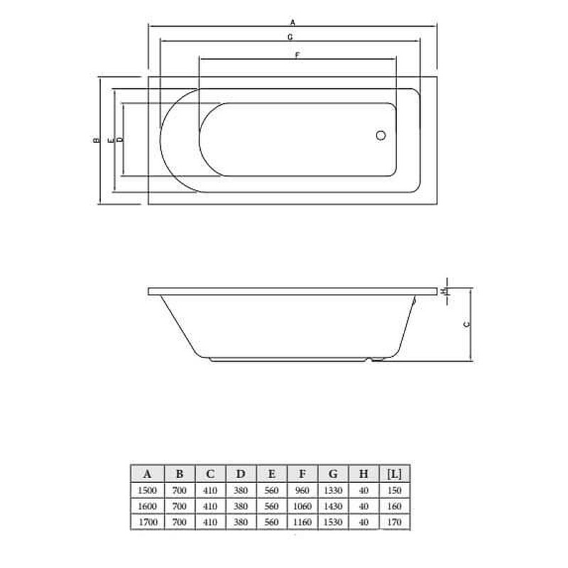 Акриловая ванна C-bath Rea 160x70 CBQ002002 белая глянцевая