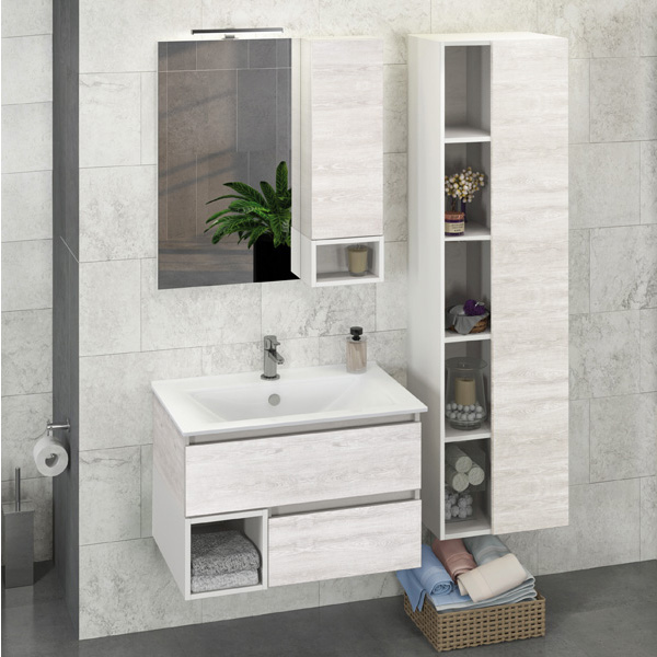 Тумба с раковиной Comforty Турин 75 00004147332CF дуб белый