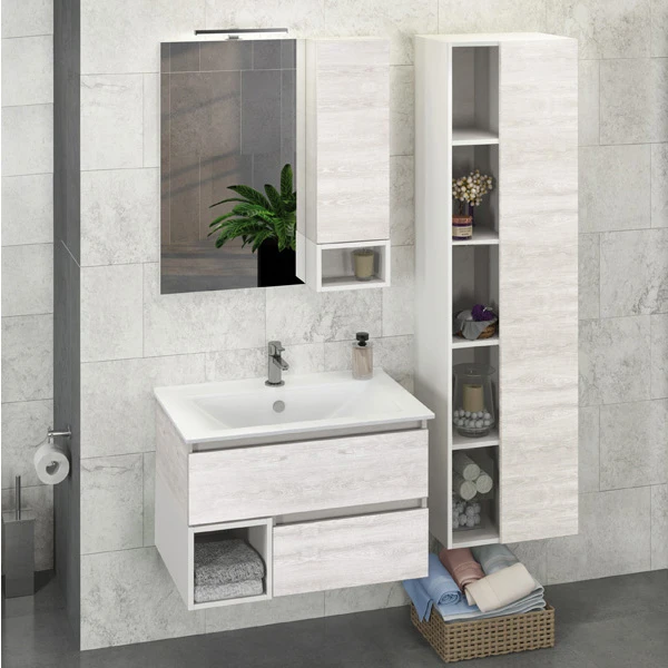 Тумба с раковиной Comforty Турин 75 00004147332CF дуб белый