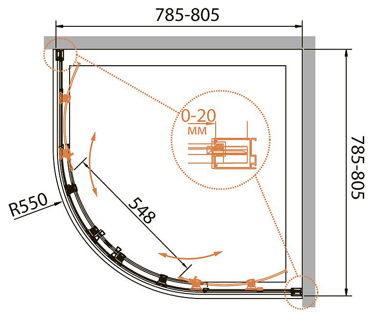 Душевой уголок Cezares Relax 80x80см RELAX-R-2-80-C-Bi профиль белый, стекло прозрачное