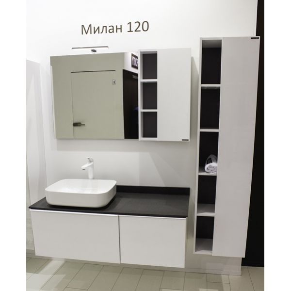Тумба с раковиной Comforty Милан 120 00-00004023CF белая глянцевая, с антрацитовой столешницей
