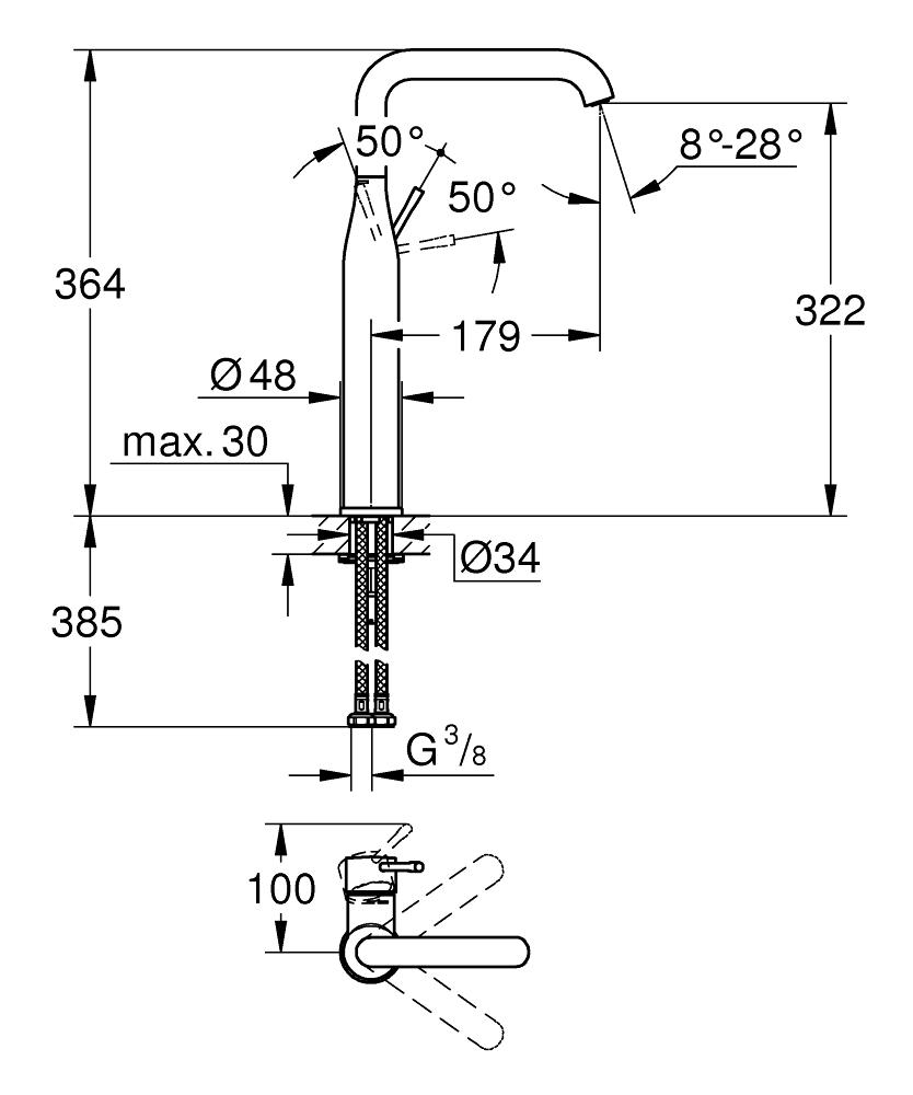 Смеситель для раковины Grohe Essence New 32901GL1 золото