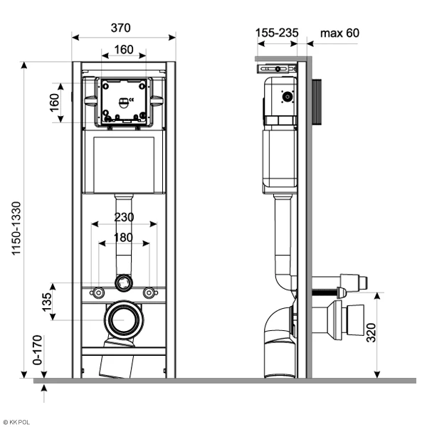 Инсталляция для унитаза KKPol Uni ZSP/M370/0/K