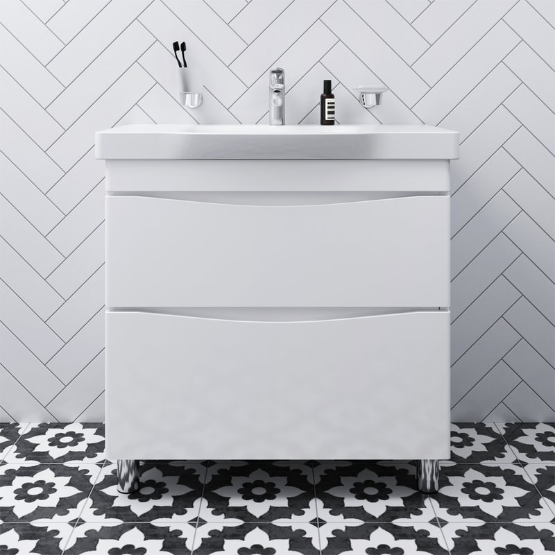 Тумба с раковиной AM.PM Like 80 напольная, белый глянец Тумба с раковиной AM.PM Like 80 напольная, белый глянец