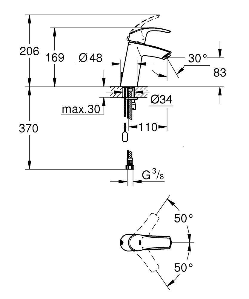 Смеситель для раковины Grohe Eurosmart 23323001 хром