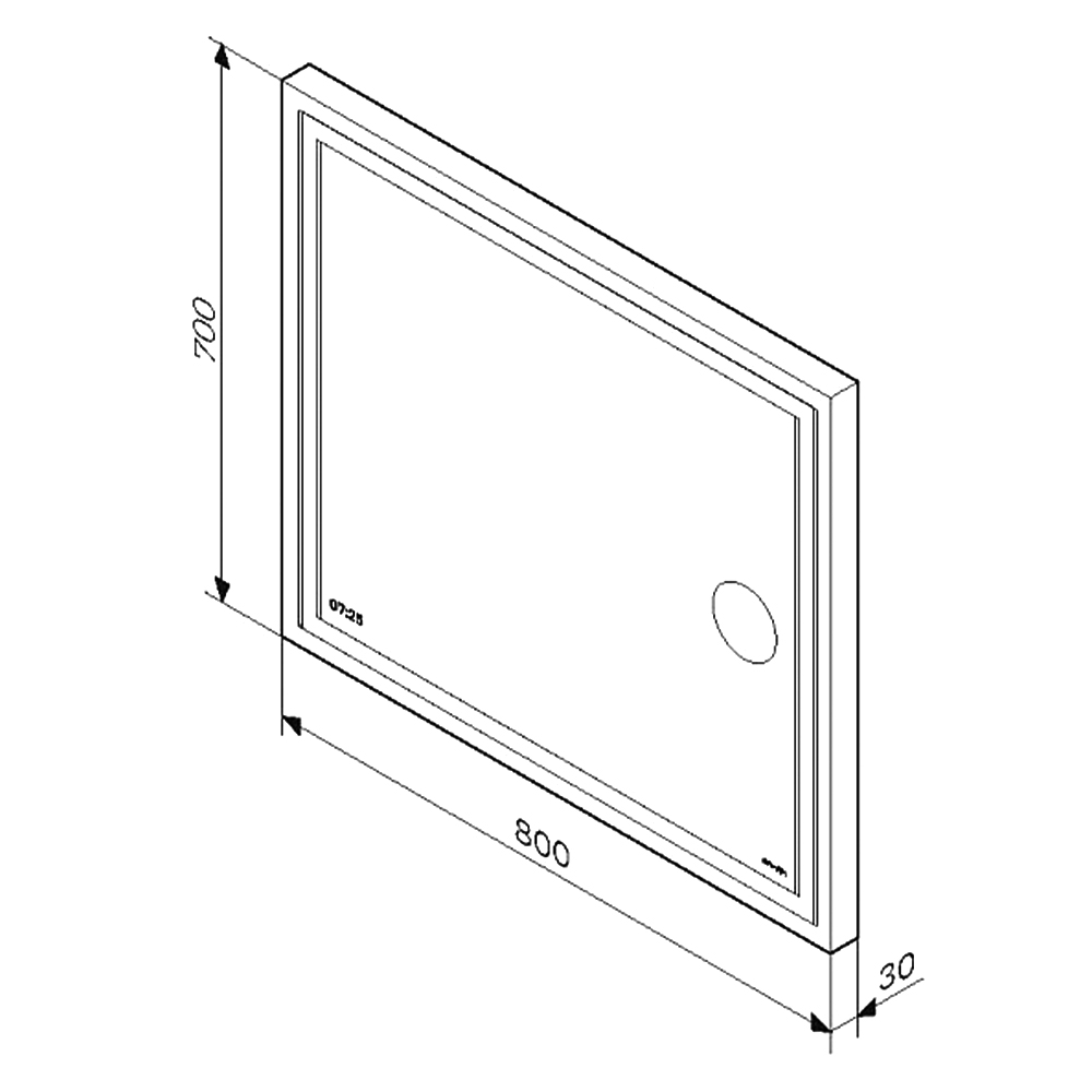 Зеркало AM.PM Gem 80 M91AMOX0803WG с подсветкой, с часами, серебро