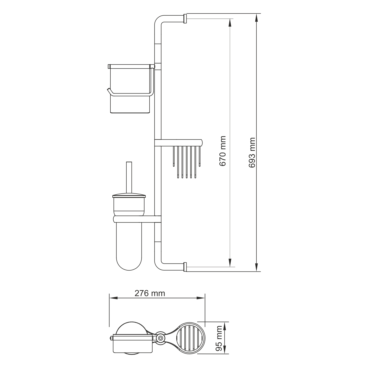 Стойка Wasserkraft Ammer K-1448 хром матовый