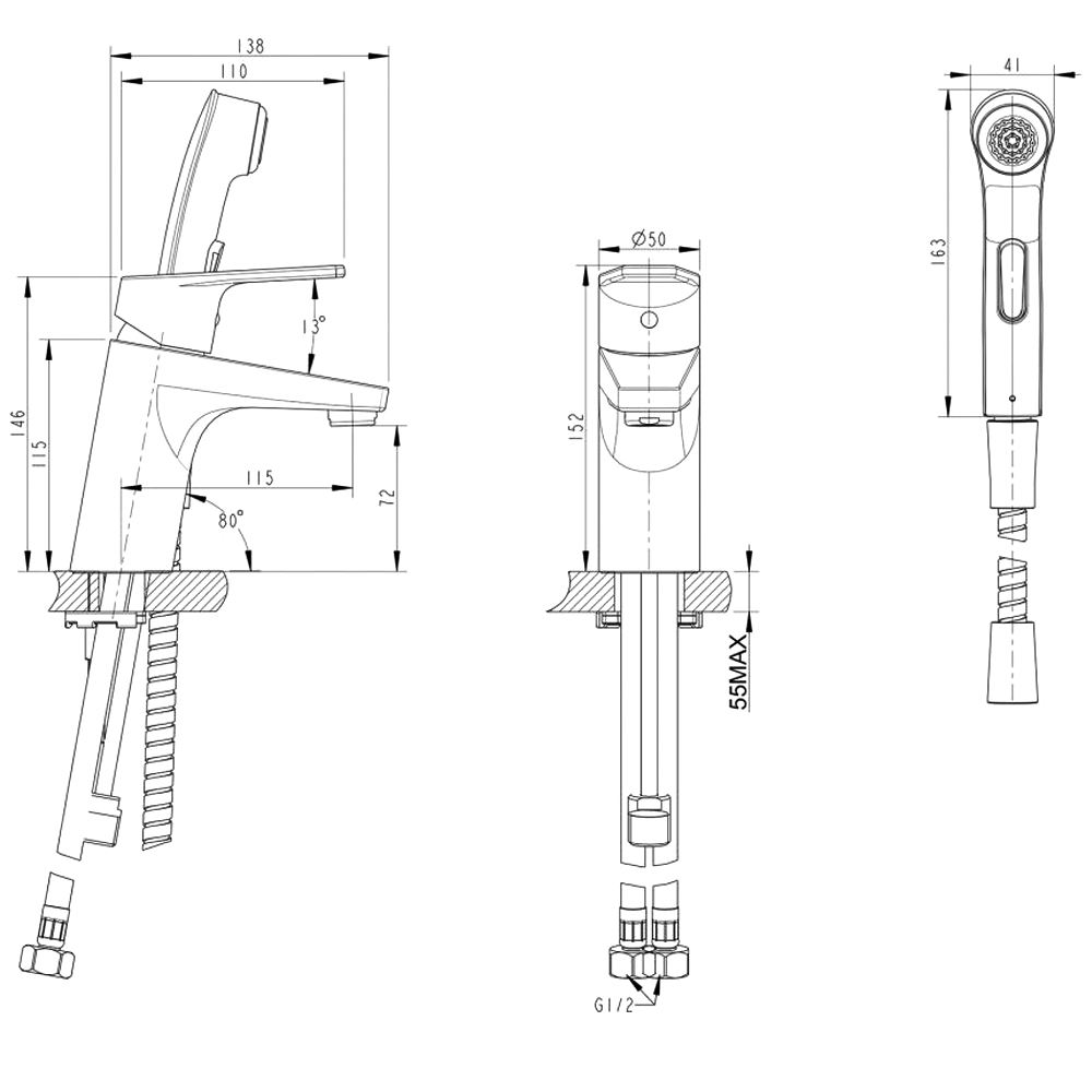 Смеситель для раковины Bravat Line F15299C-2 хром