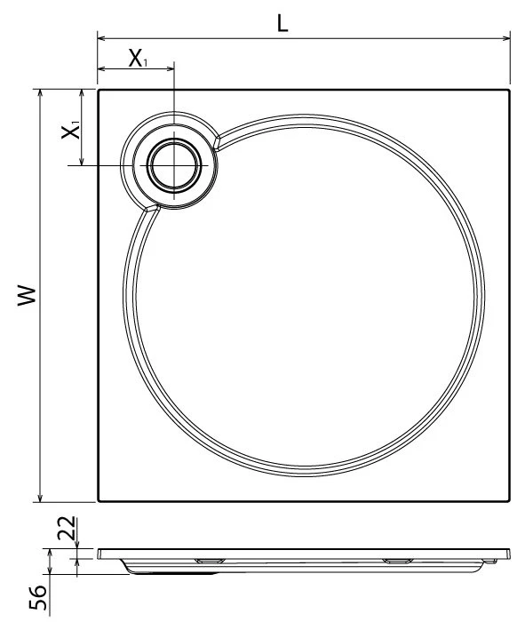 Душевой поддон Cezares 80х80см TRAY-S-A-80-56-W белый