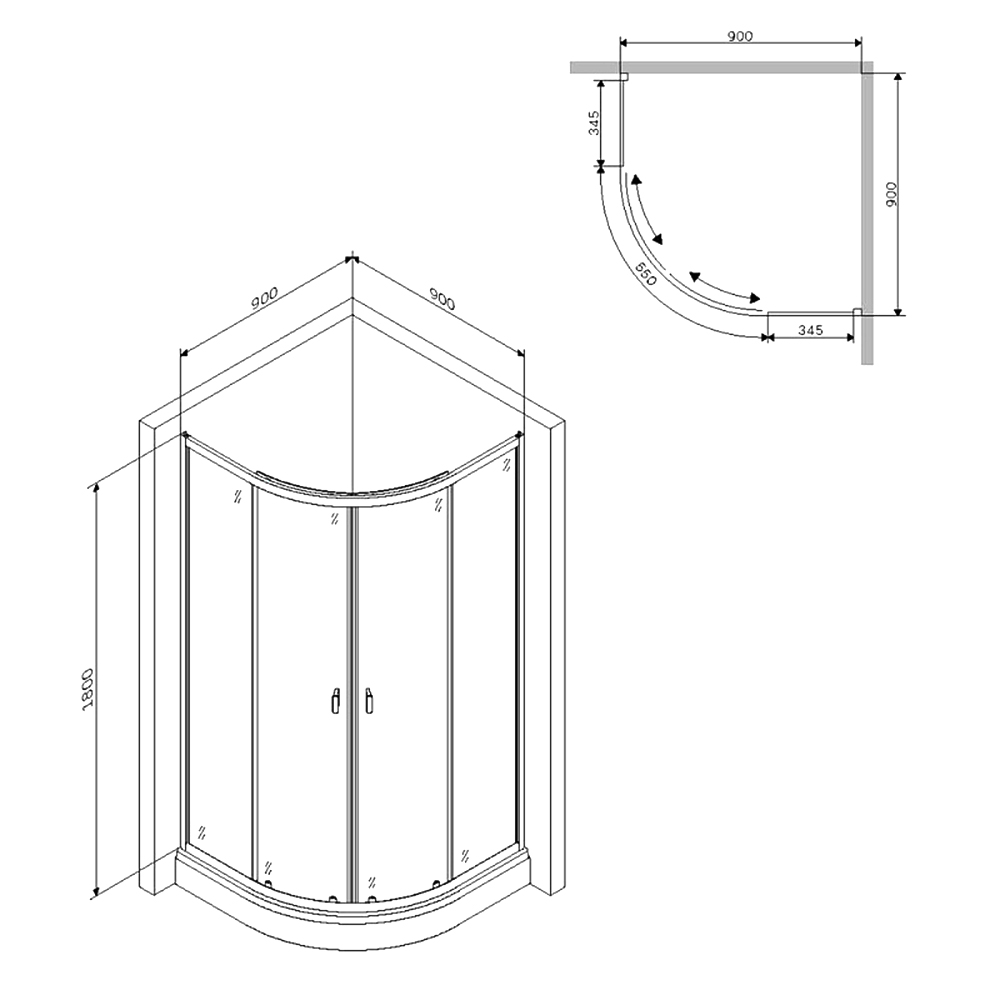 Душевой уголок AM.PM X-Joy 90x90 W88G-205-090MT профиль хром, стекло прозрачное