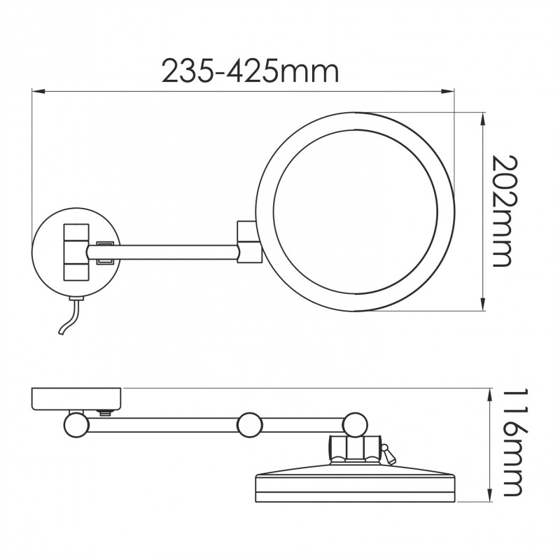 Косметическое зеркало Wasserkraft K-1004 с подсветкой, хром 