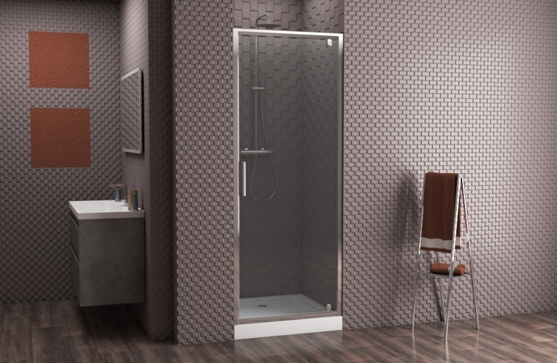Душевая дверь в нишу Bravat Drop 90x200см BD090.4110A профиль хром, стекло прозрачное