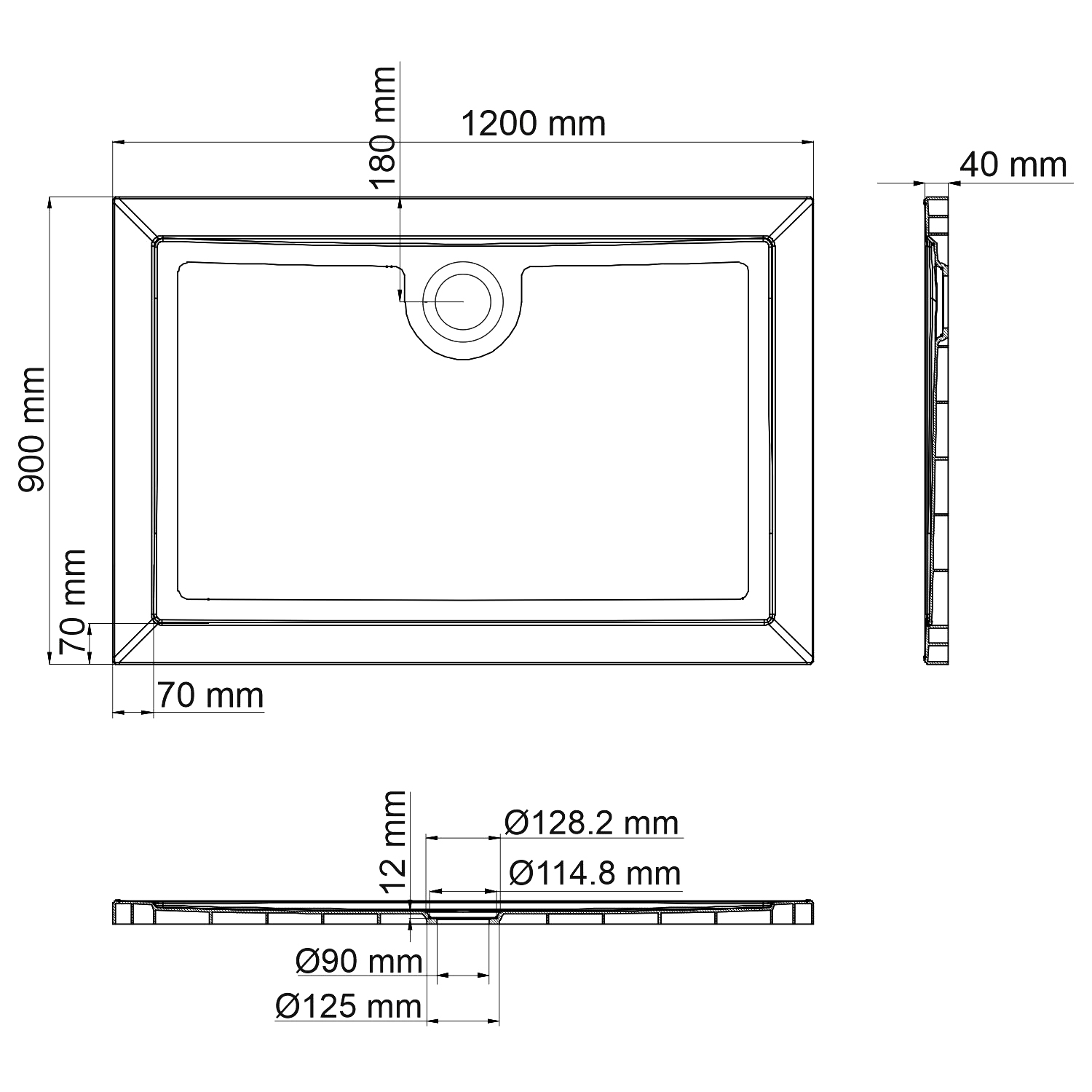 Душевой поддон Wasserkraft Salm 120x90см 27T07 белый