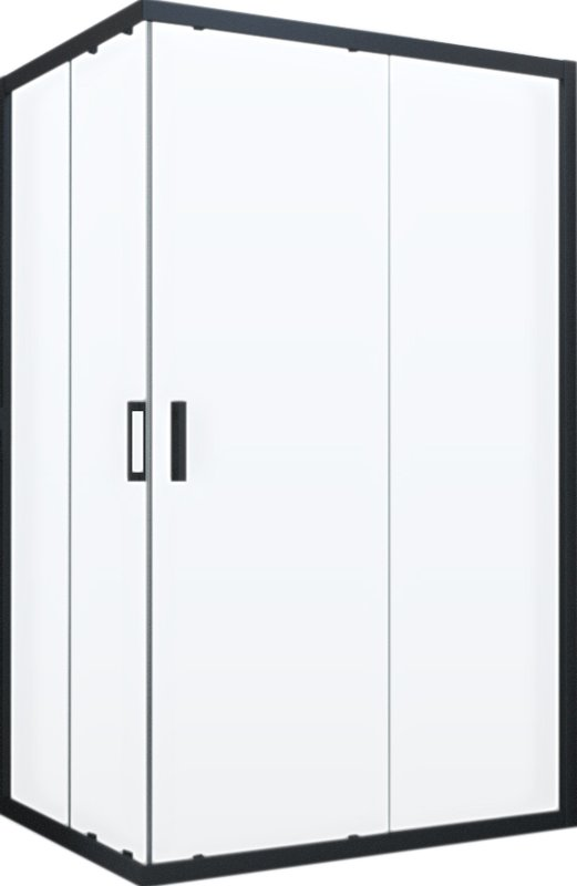 Душевой уголок Vegas Glass ZA-F Novo 110*80 02М 10 профиль черный матовый, стекло сатин