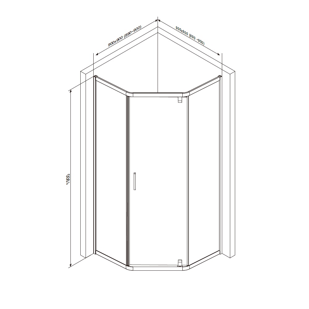 Душевой уголок AM.PM Gem 90x90см W90G-405-090MT профиль хром, стекло прозрачное