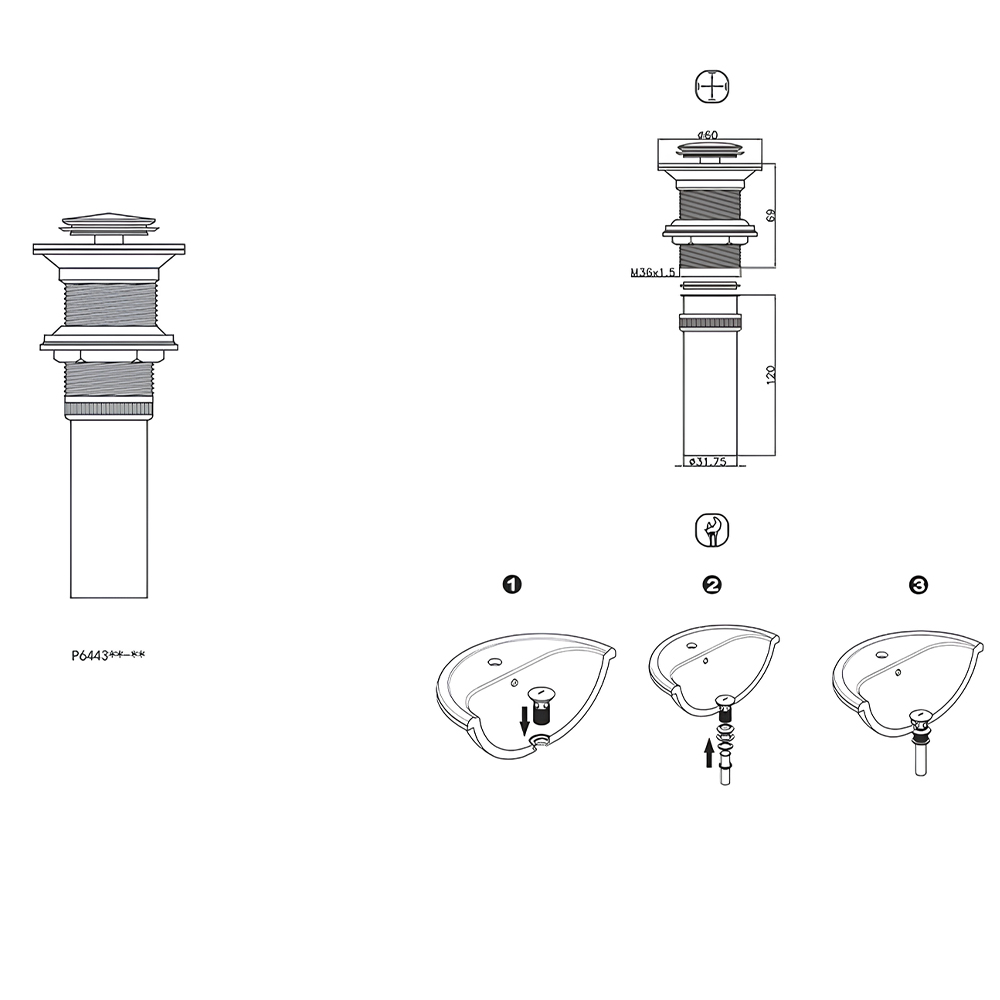 Донный клапан Bravat P6443BW-ENG черный