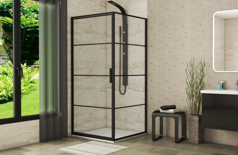 Душевой уголок Bravat Blackline 90x90см BS090.2115B профиль черный, стекло прозрачное