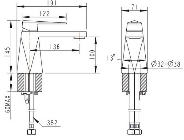 Смеситель для раковины Bravat Iceberg IC0826 хром