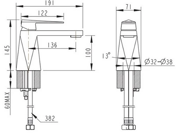Смеситель для раковины Bravat Iceberg IC0826 хром