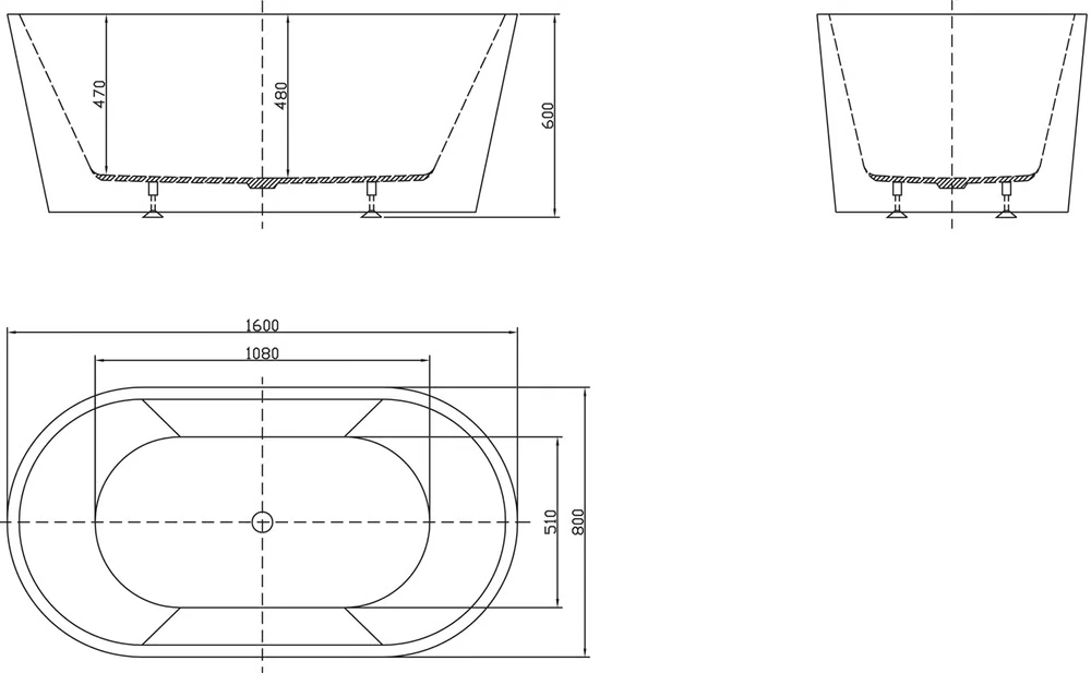 Акриловая ванна BelBagno 160x80 BB202-1600-800 белая глянцевая