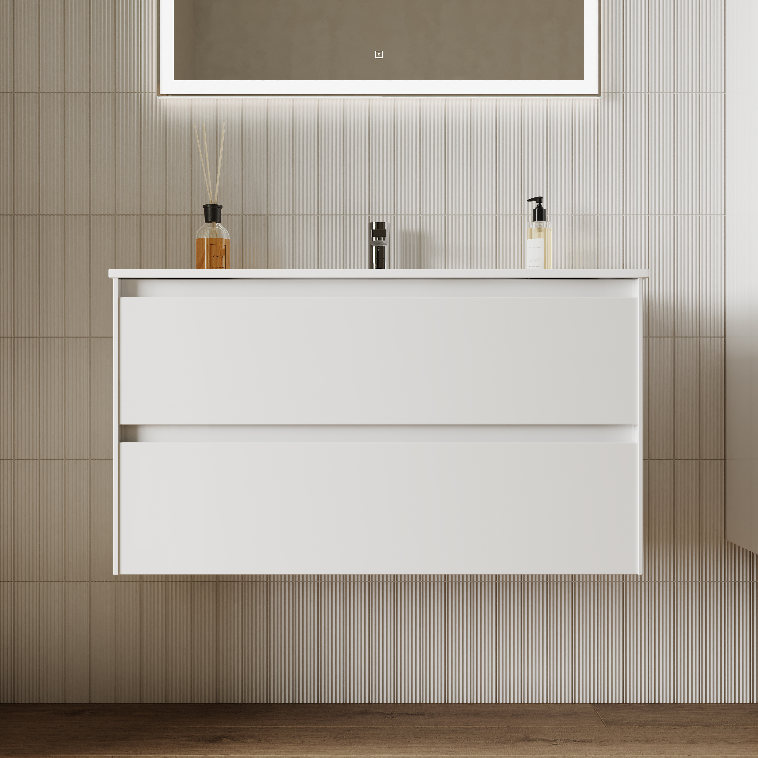 Тумба с раковиной Sancos Cento 90 белая глянцевая