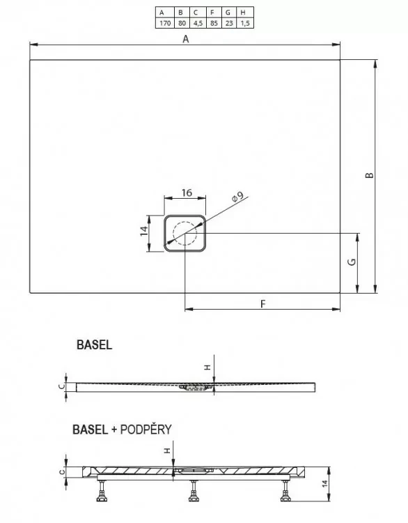 Душевой поддон Riho Basel 80х170см D005015005 белый