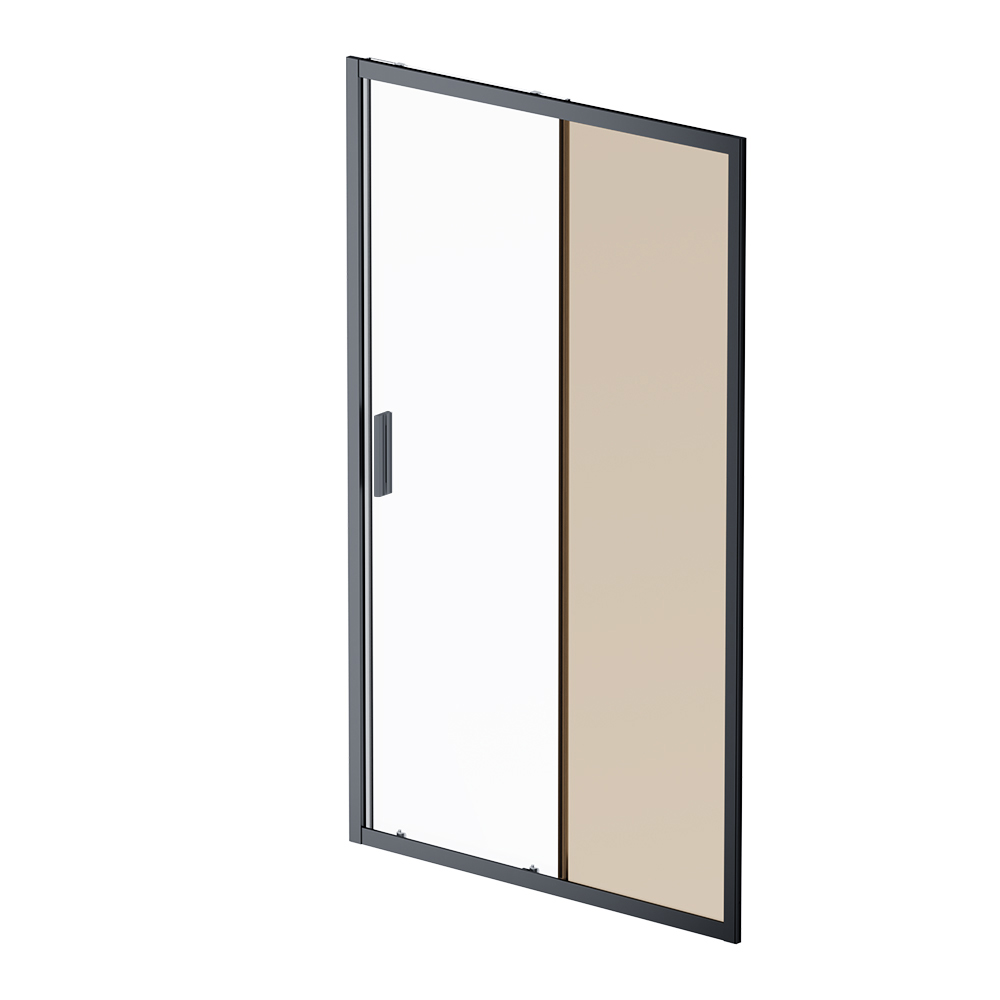 Дверь душевая в нишу AM.PM Gem 120см W90G-120-1-195BBr профиль черный, стекло прозрачное/бронзовое