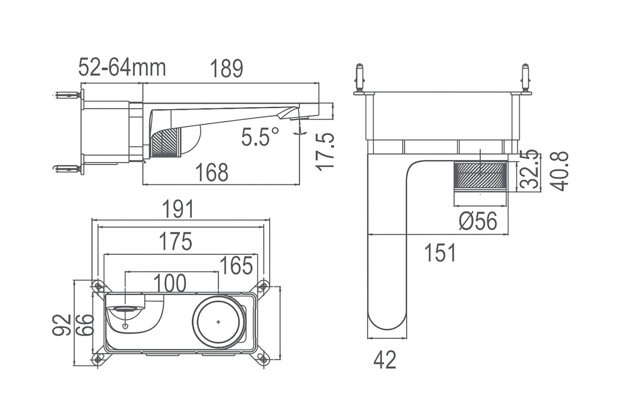 Смеситель для раковины ARROW ARM12868CP с внутренней частью, хром