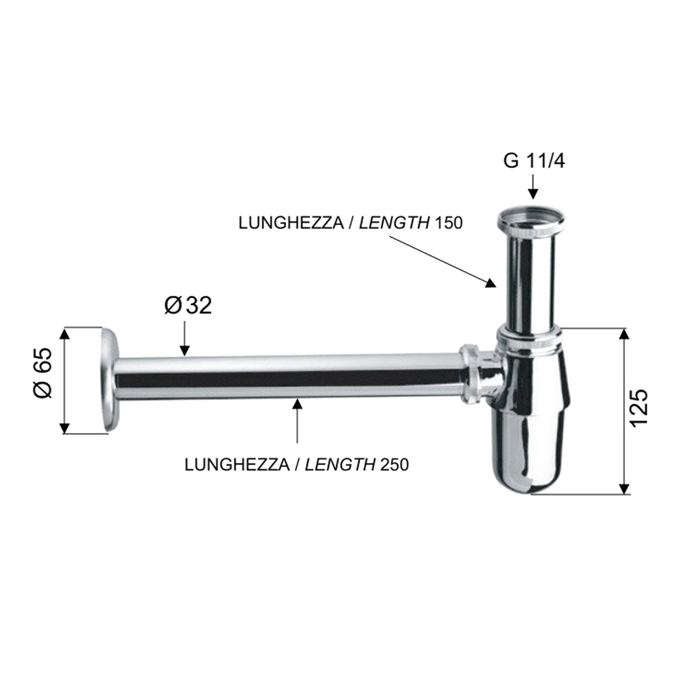 Сифон Remer RR 970Z114 Хром