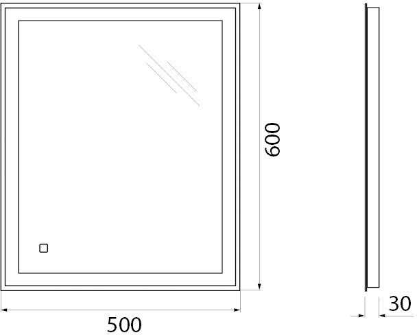 Зеркало BelBagno 50 SPC-GRT-500-600-LED-TCH с подсветкой