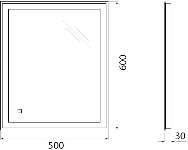 Зеркало BelBagno 50 SPC-GRT-500-600-LED-TCH с подсветкой