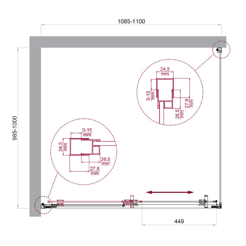 Душевой уголок BelBagno Luce LUCE-AH-1-110/100-C-Cr профиль хром, стекло прозрачное