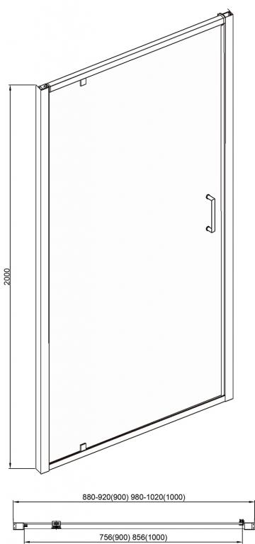 Душевая дверь в нишу Bravat Blackline 90x200см BD100.4111B профиль черный, стекло прозрачное