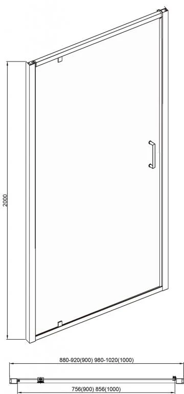 Душевая дверь в нишу Bravat Blackline 90x200см BD100.4111B профиль черный, стекло прозрачное
