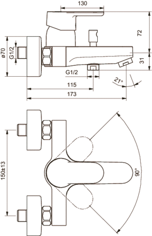 Душевой комплект Ideal Standard Vito B1132AA 2АА+В9503ААВ1132АА хром