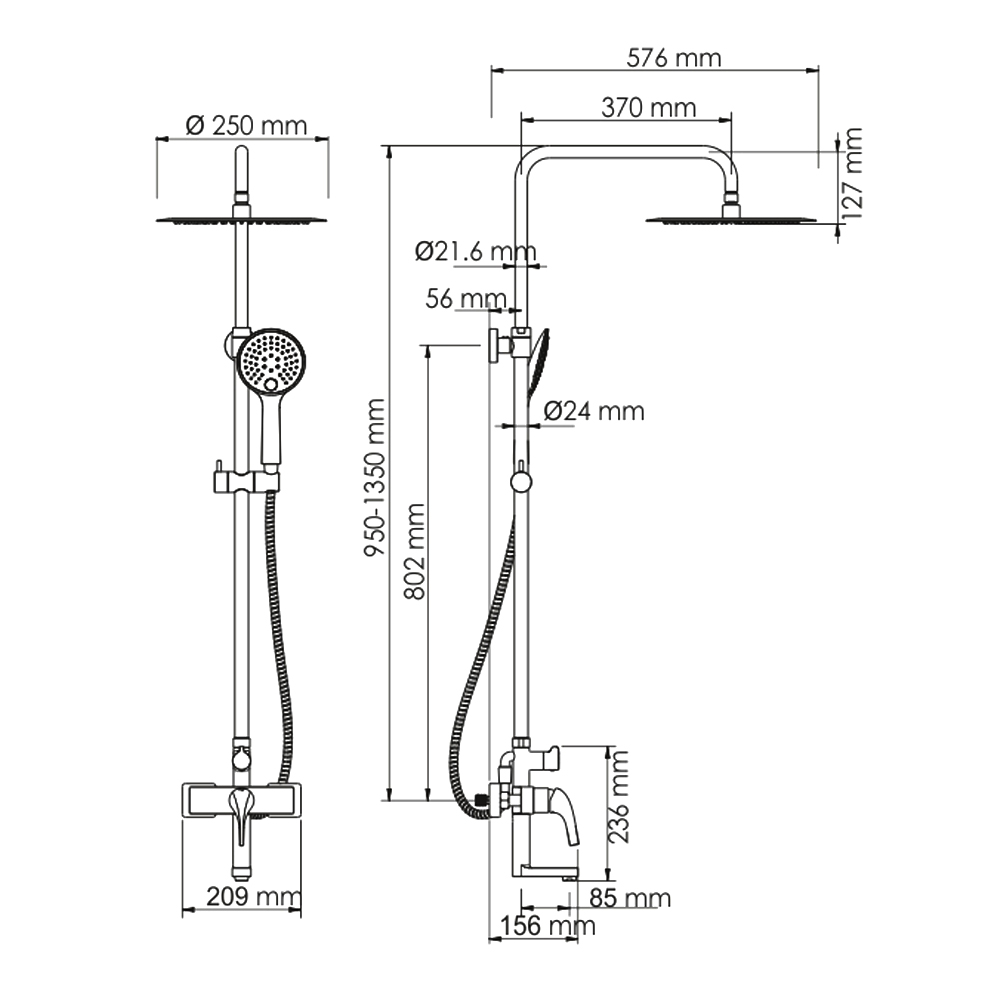 Душевая стойка Wasserkraft Sauer A17101 золото глянцевое