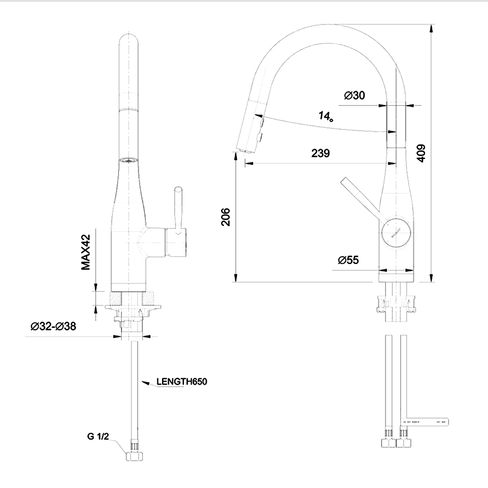 Смеситель для кухни Bravat Miranda F7164208BW-1B-ENG черный