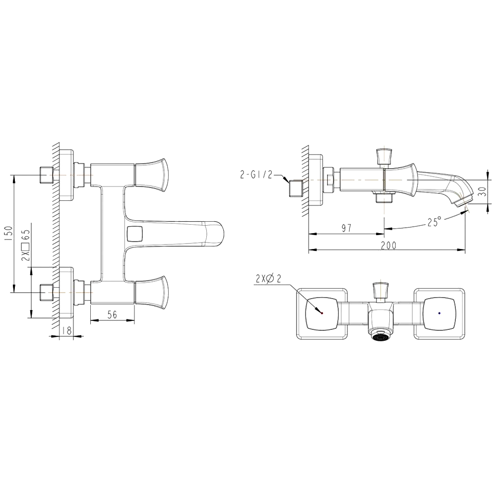 Смеситель для ванны с душем Bravat Whirlpool F678112C-01 хром