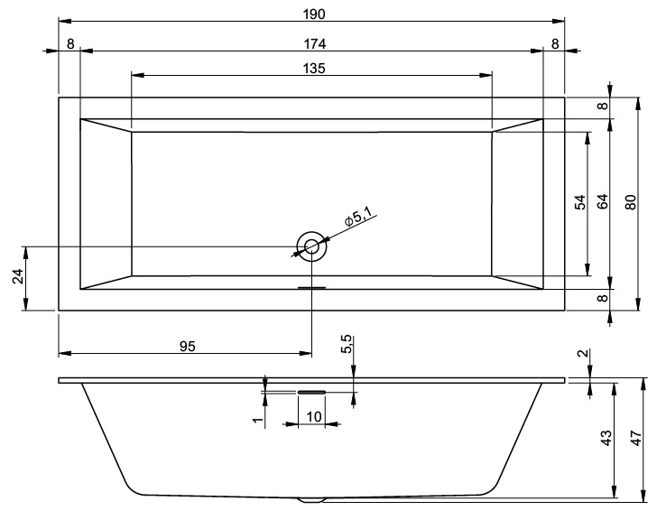 Акриловая ванна Riho Rething Cubic 190x80 R-PLUG & PLAY B108022005 белая глянцевая