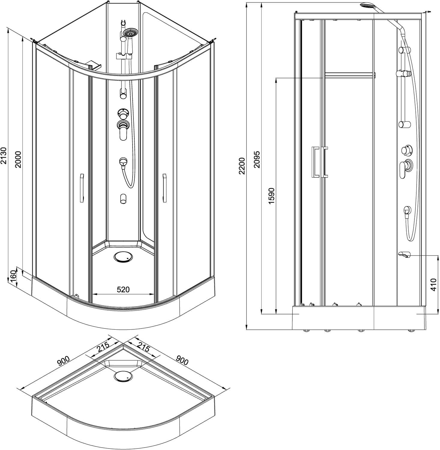 Душевая кабина Aquanet Passion R 2.0 90x90см 263868 прозрачное стекло