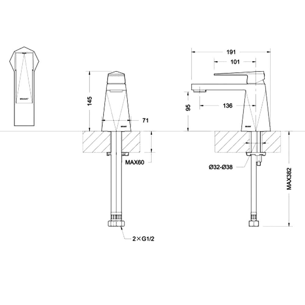 Смеситель для раковины Bravat Iceberg F176110G золото