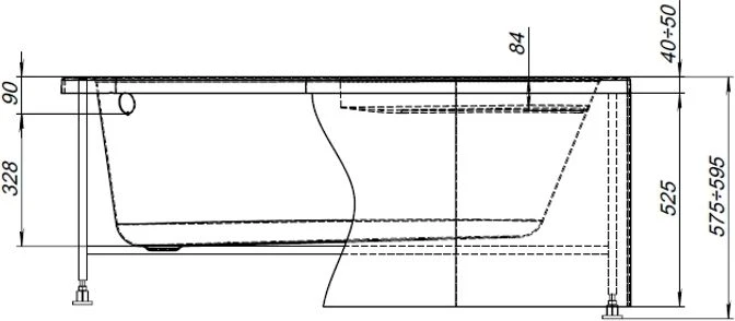 Каркас для ванны Aquanet Mia140x80 L/R