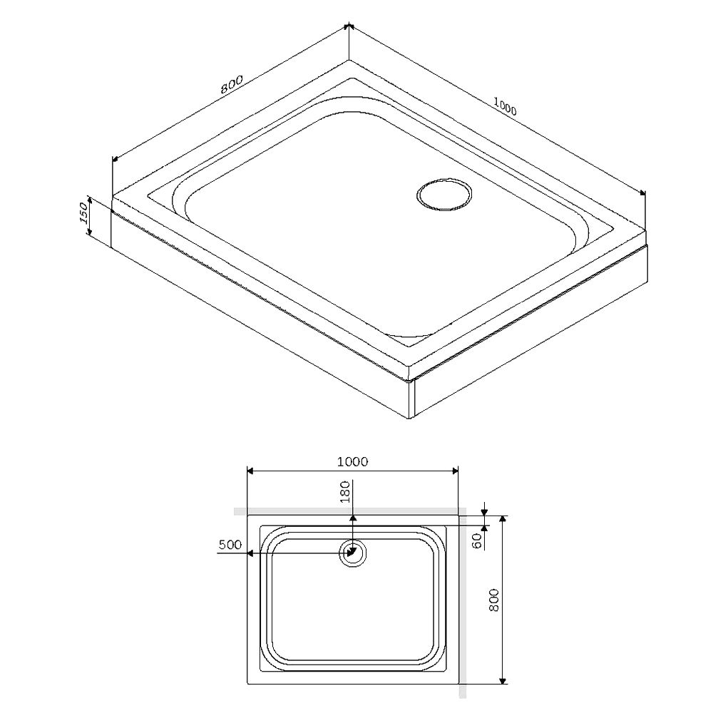 Душевой поддон AM.PM Gem 100x80см W90T-404-100280W белый