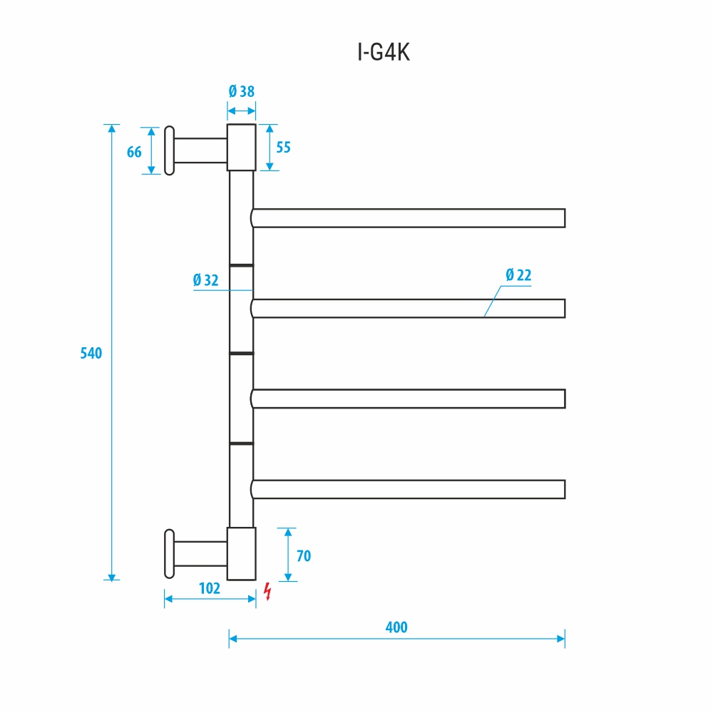 Полотенцесушитель электрический Energy I chrome G4K 40х54 см EETR00IG4K000000000 хром