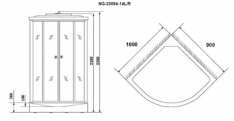 Душевая кабина Niagara Classic 100x90см NG-33094R профиль серебро