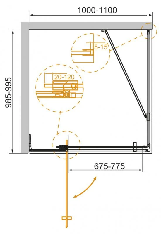 Душевой уголок Cezares Slider 80x99,5см SLIDER-AH-1-100-70/80-C-NERO черный, стекло прозрачное