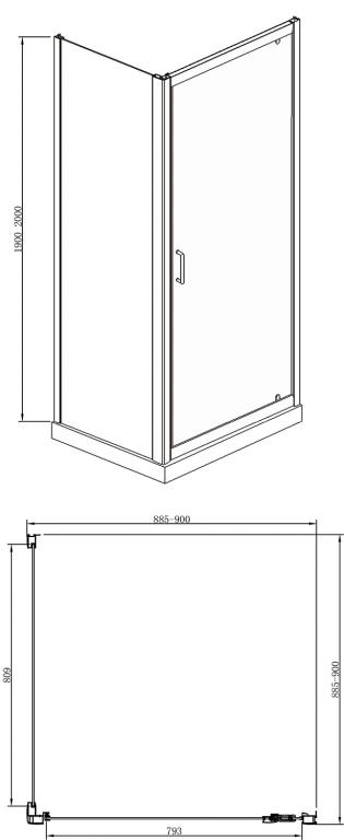 Душевой уголок Bravat Drop 90x90см BS090.2110 профиль хром, стекло прозрачное