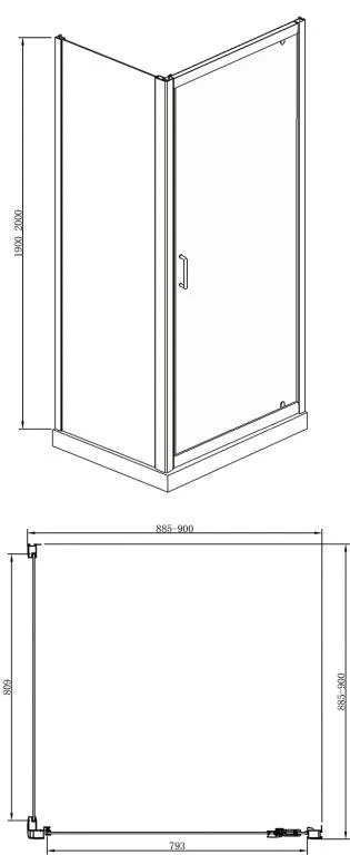 Душевой уголок Bravat Drop 90x90см BS090.2110 профиль хром, стекло прозрачное